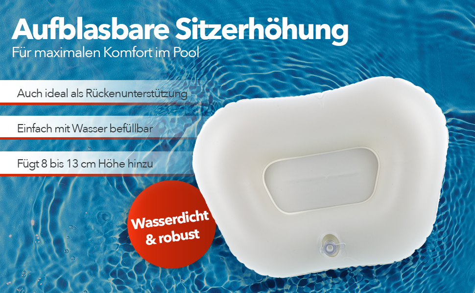 Whirlpool Booster Sitz | WASSERDICHT AUFBLASBARES SPA-KISSEN - Erwachsene/Kinder -Wassergefülltes Sitzpolster