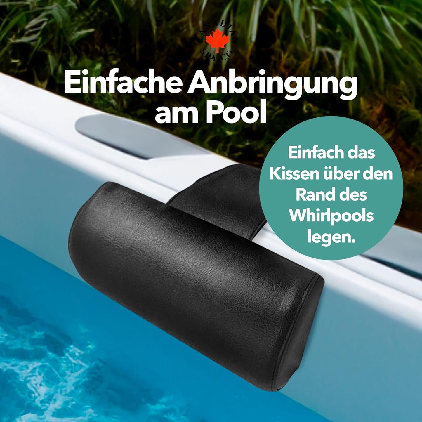 Whirlpool Kopfstütze Outdoor, Nackenkissen für Pool wasserfest, halbrund, Poolkissen in Schwarz, Whirlpool Zubehör