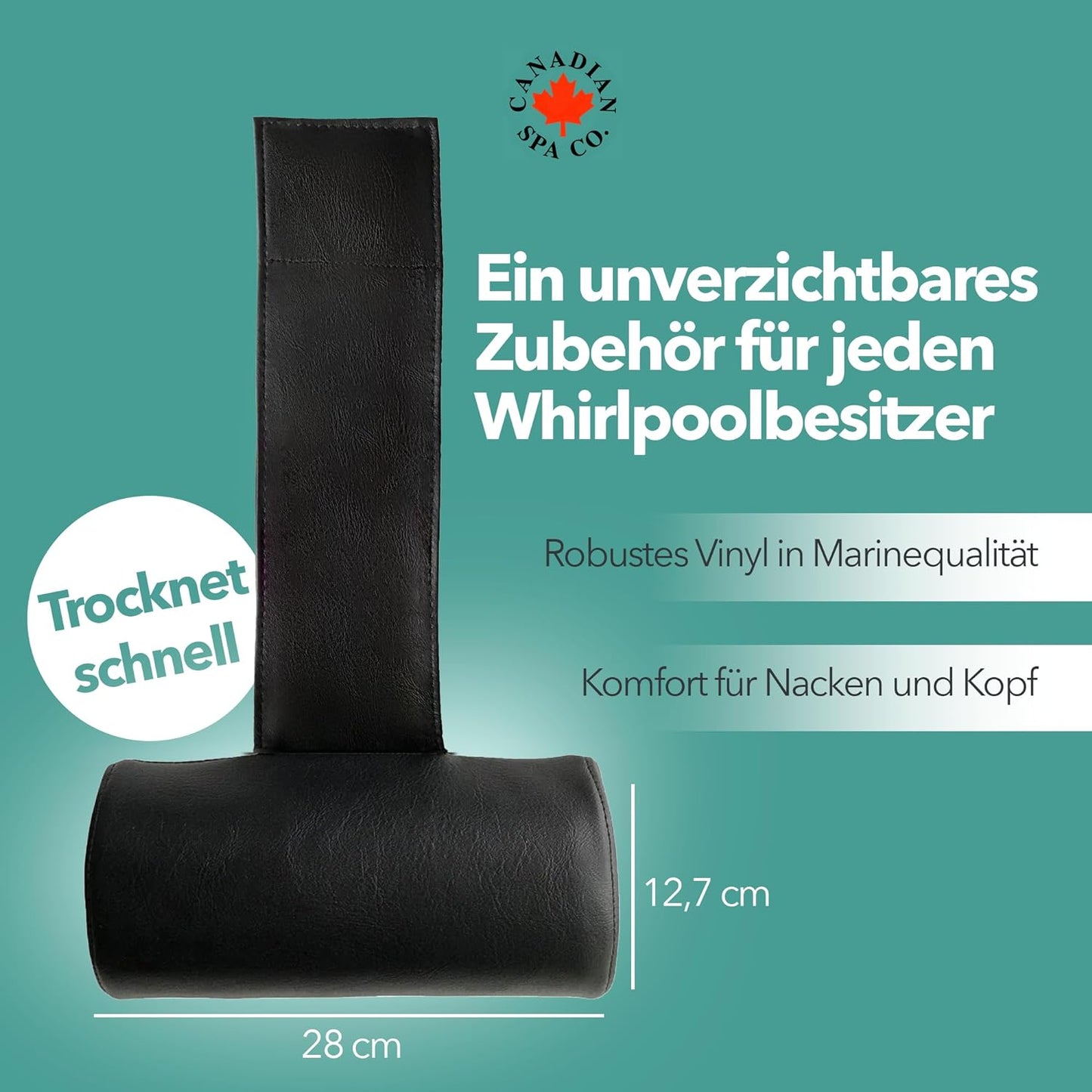 Whirlpool Kopfstütze Outdoor, Nackenkissen für Pool wasserfest, halbrund, Poolkissen in Schwarz, Whirlpool Zubehör