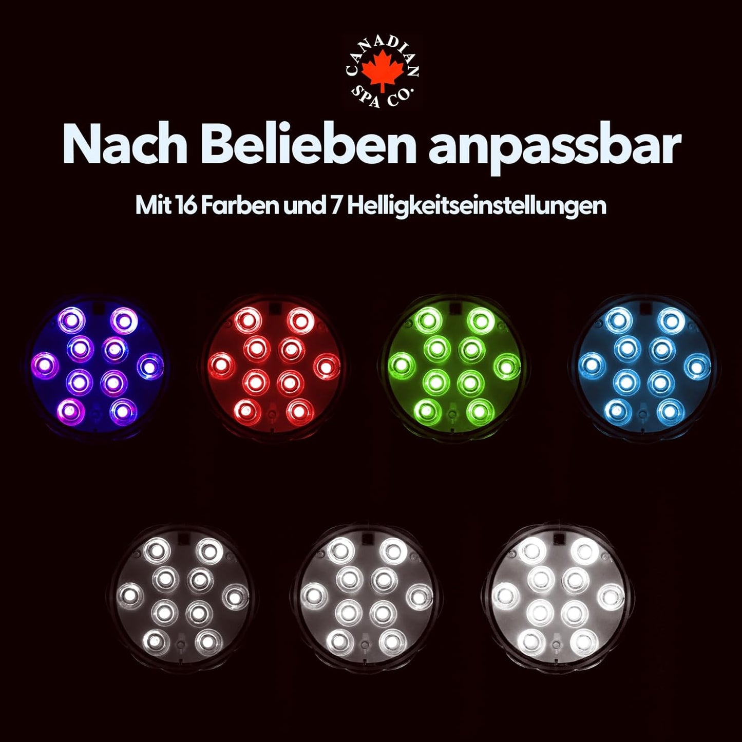 Whirlpool LED Licht mit Fernbedienung, 16 Farben, 7 Helligkeitsstufen, 4 Szenarien, 5m Reichweite, Whirlpool Zubehör