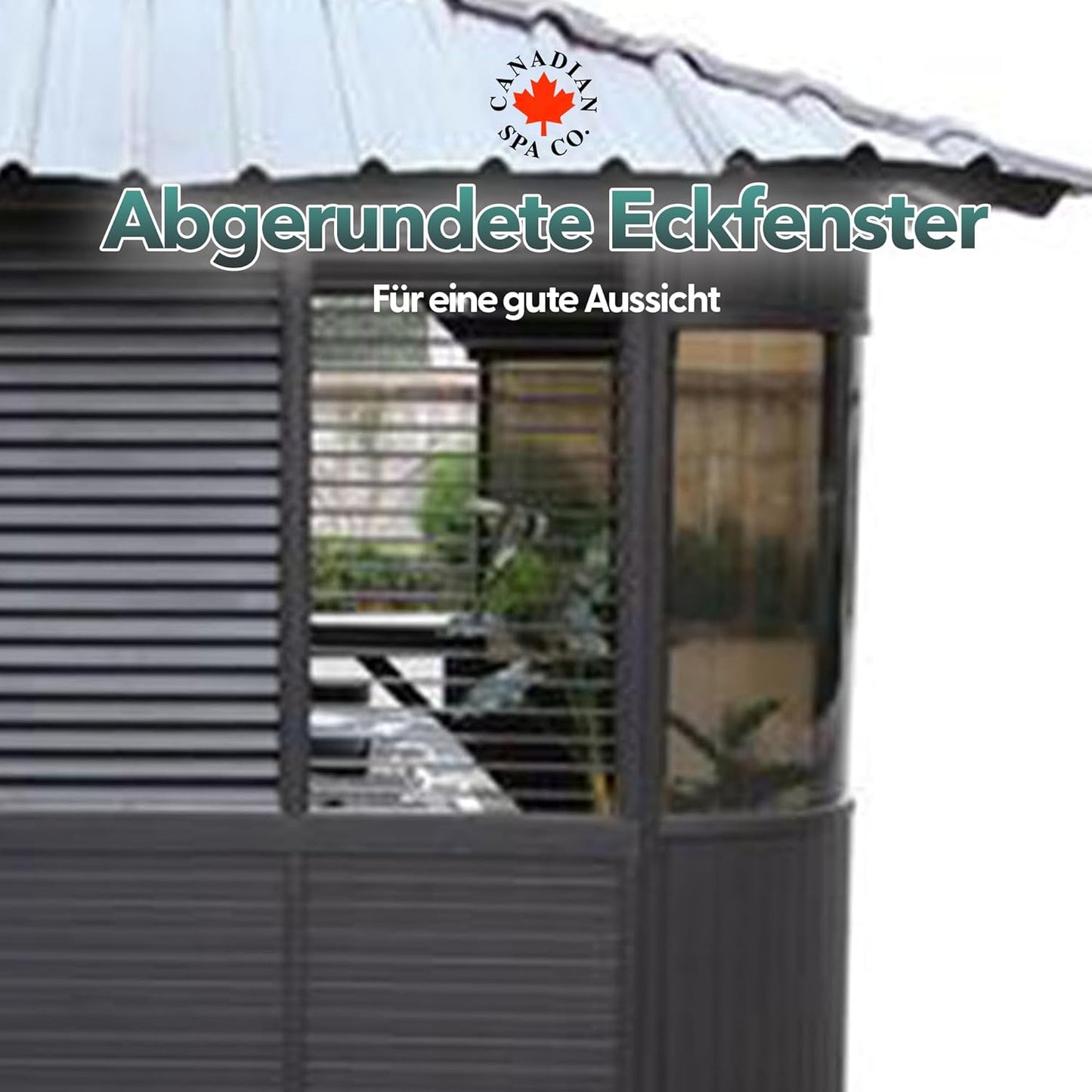 Fraser freistehender Pool Pavillon in Braun, Whirlpool Pavillion mit Bar, Lamellenfenster und Dachfenster