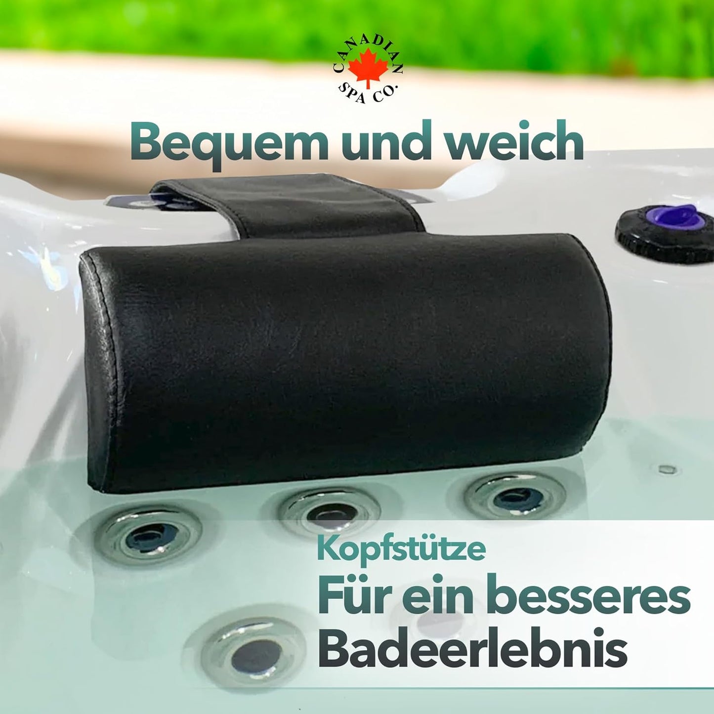 Whirlpool Kopfstütze Outdoor, Nackenkissen für Pool wasserfest, halbrund, Poolkissen in Schwarz, Whirlpool Zubehör