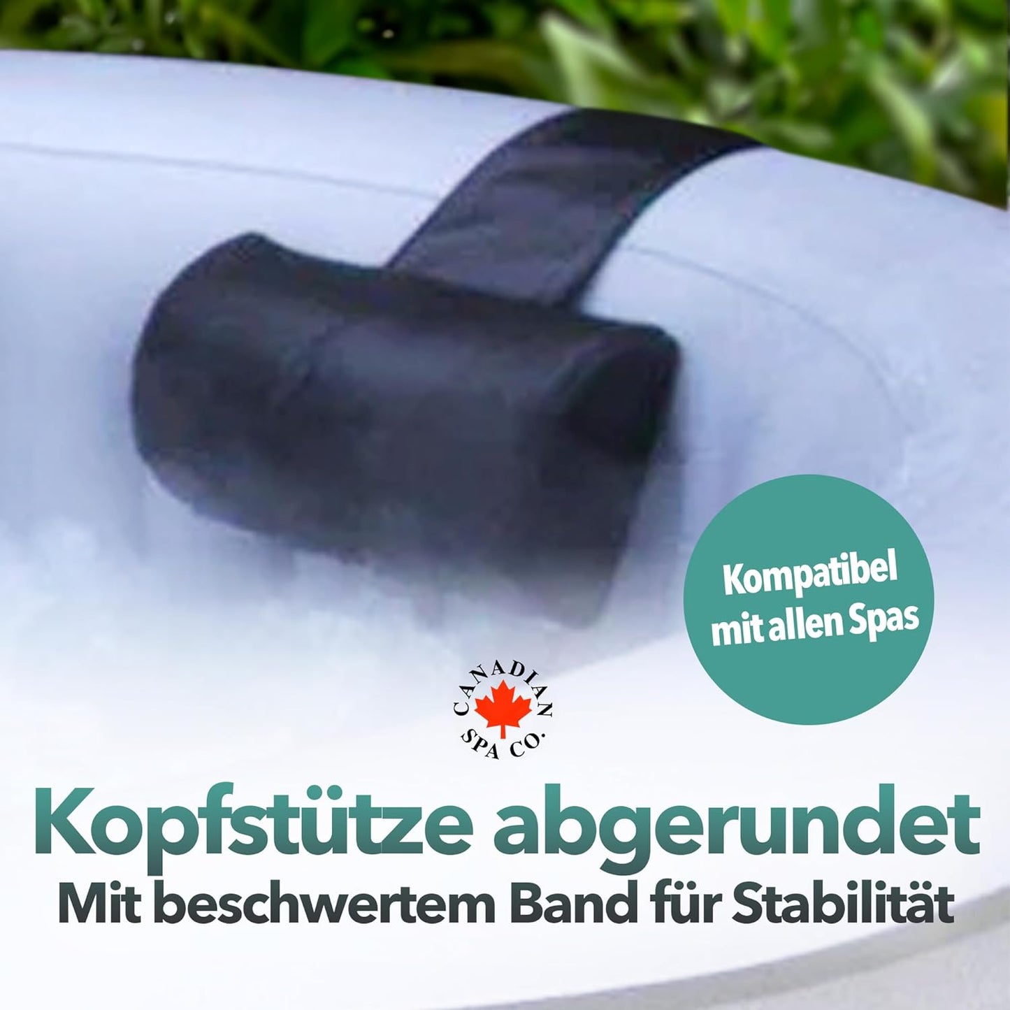 Whirlpool Kopfstütze Outdoor, Nackenkissen für Pool wasserfest, halbrund, Poolkissen in Schwarz, Whirlpool Zubehör