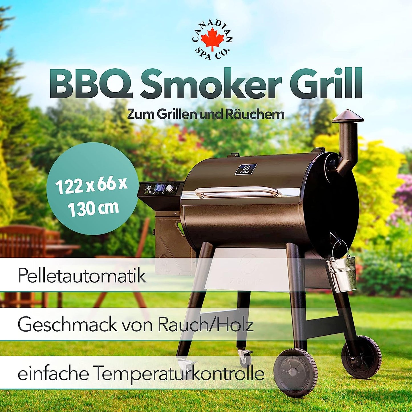 BBQ Smoker Grill mit 2 x eingebauten Temperaturfühlern