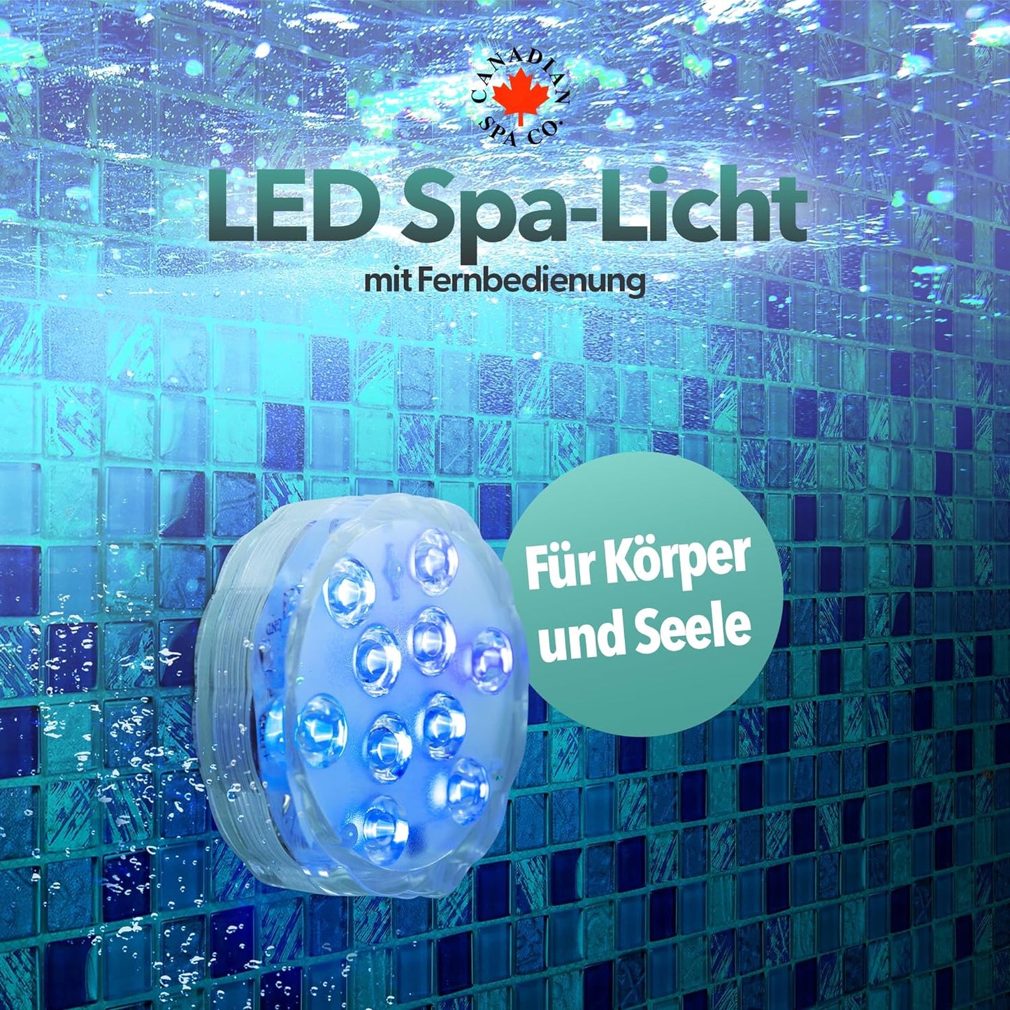 Whirlpool LED Licht mit Fernbedienung, 16 Farben, 7 Helligkeitsstufen, 4 Szenarien, 5m Reichweite, Whirlpool Zubehör