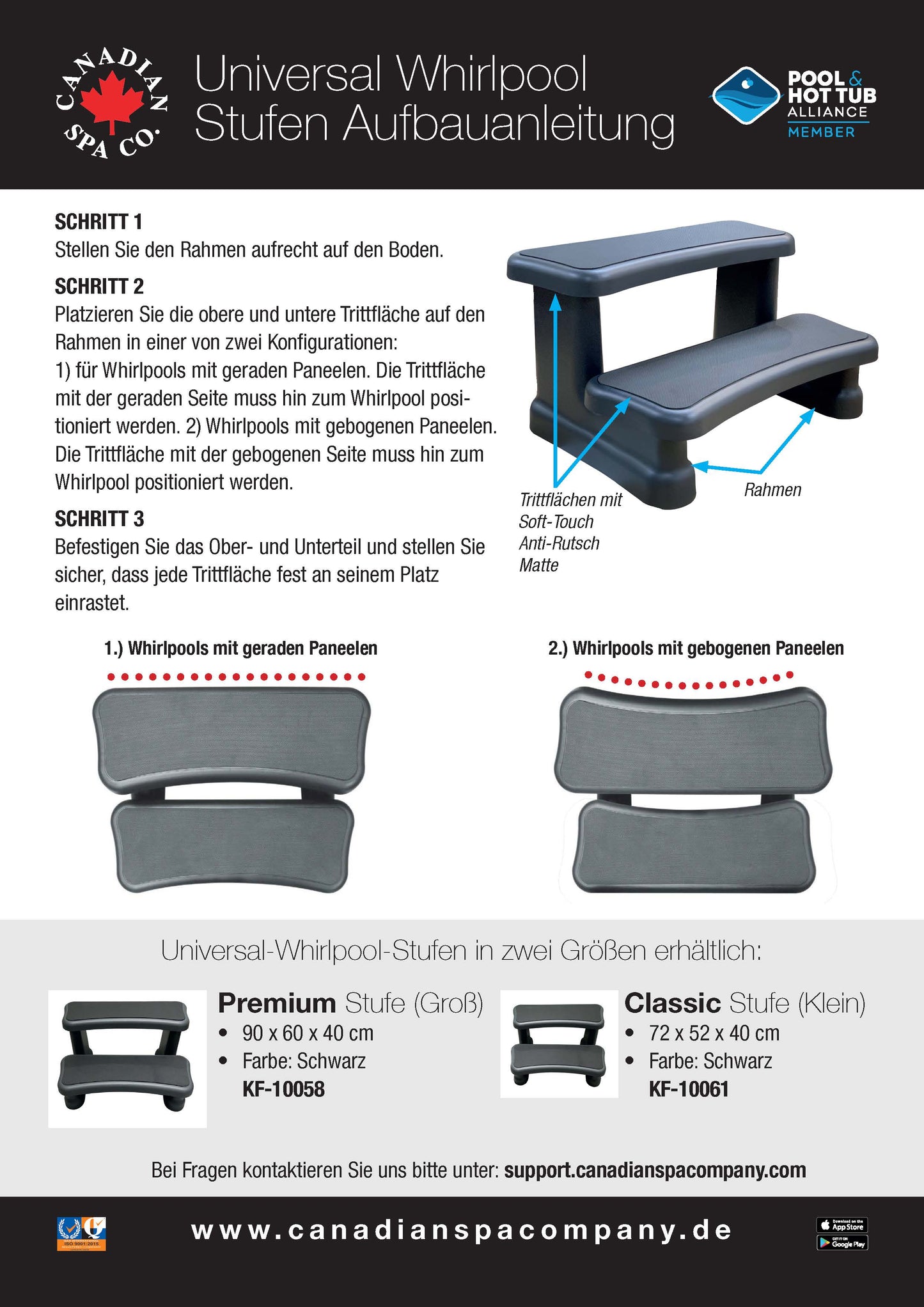 Universaltreppe für Whirlpool, 2 Stufen, 40 x 72 x 52 cm, Einstiegshilfe Pool, rutschfest und tragbar, Whirlpool Zubehör EAN