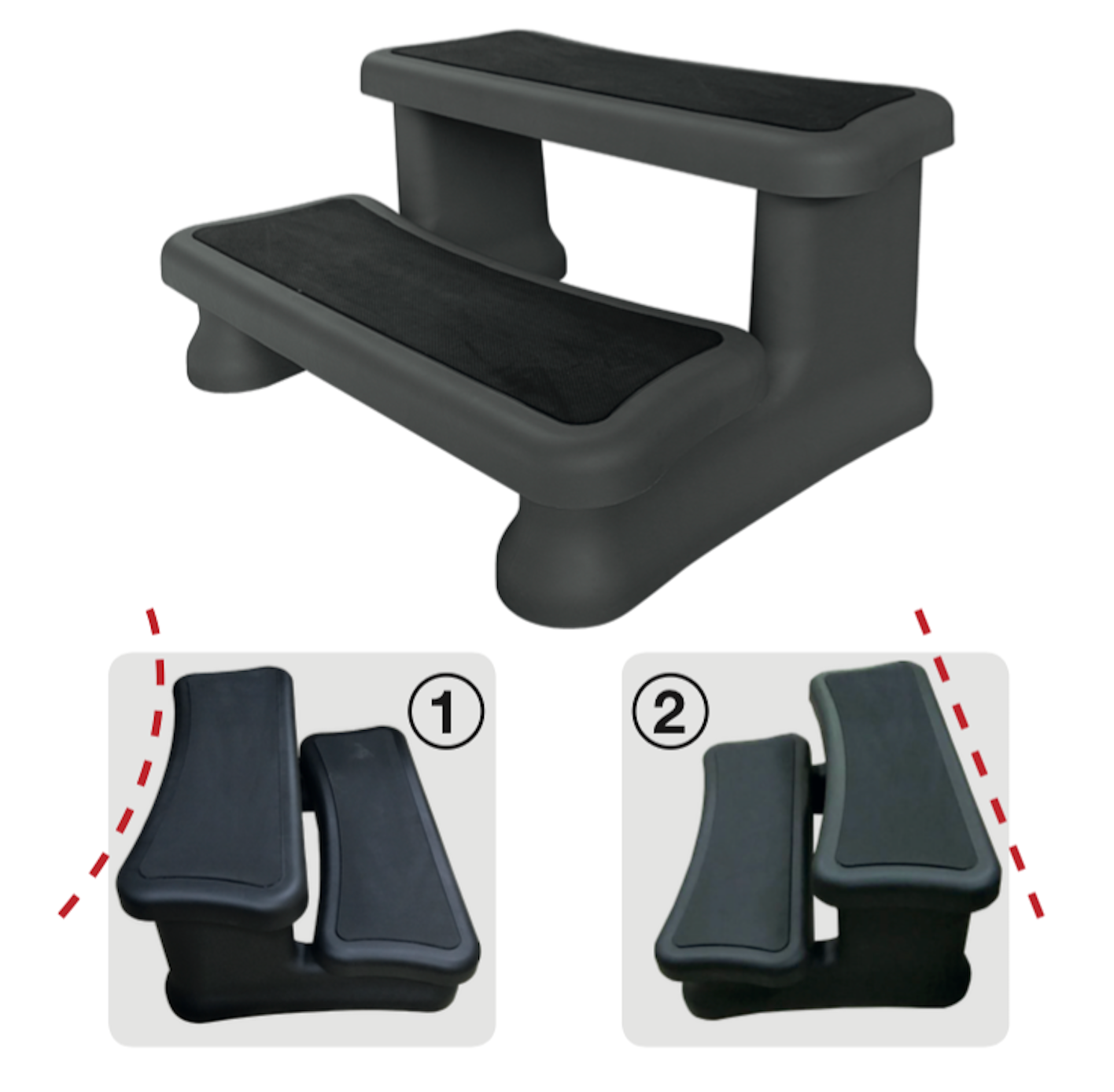 Universaltreppe für Whirlpool, 2 Stufen, 40 x 72 x 52 cm, Einstiegshilfe Pool, rutschfest und tragbar, Whirlpool Zubehör