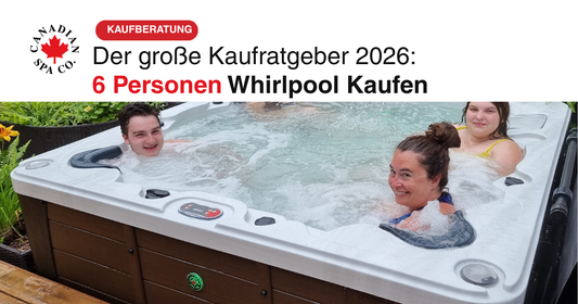 6 Personen Whirlpool im modernen Garten als Beispiel für einen hochwertigen Outdoor Whirlpool