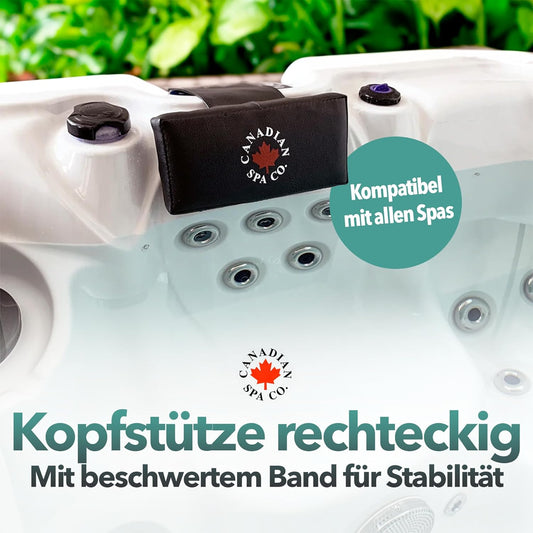 Universelle Whirlpool-Kopfstütze rechteckig mit beschwertem Band für sicheren Halt im Spa.