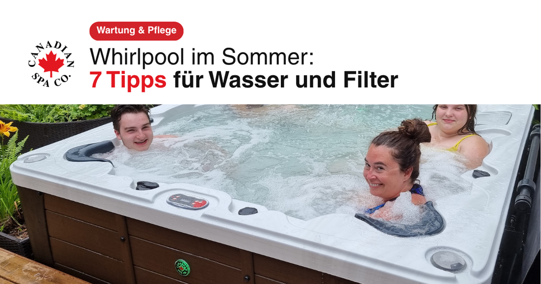 Canadian Spa Whirlpool im sommerlichen Garten mit Wasserpflege Set Deluxe