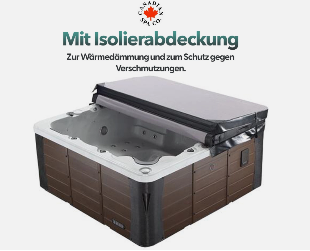 Erie AI Whirlpool | 6-Personen Luxus-Whirlpool mit 46 Düsen | 213 x 213 cm LED-Beleuchtung, integriertes Bluetooth, Aromatherapie-Kanister und Glacier-Filterung