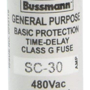 (2er-Pack) - BUSSMANN SC-30 (SC30) Sicherung 30A 480VAC/300VDC Zeitverzögert Klasse G Melaminrohr