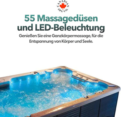 Kingston UV 7-Personen Whirlpool 7 Personen mit LED Beleuchtung, Lautsprecher, Aromatherapie und Isolierabdeckung