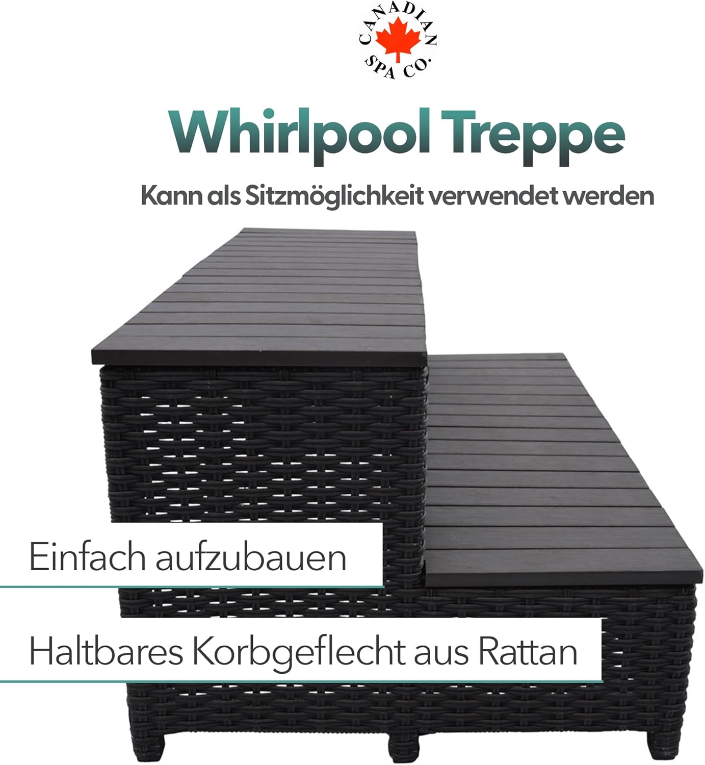 Stufen im Rattan Design - Randmöblierung für eckige Whirlpools