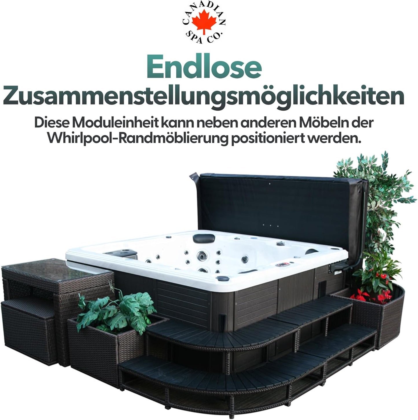 Stufen im Rattan Design - Randmöblierung für eckige Whirlpools