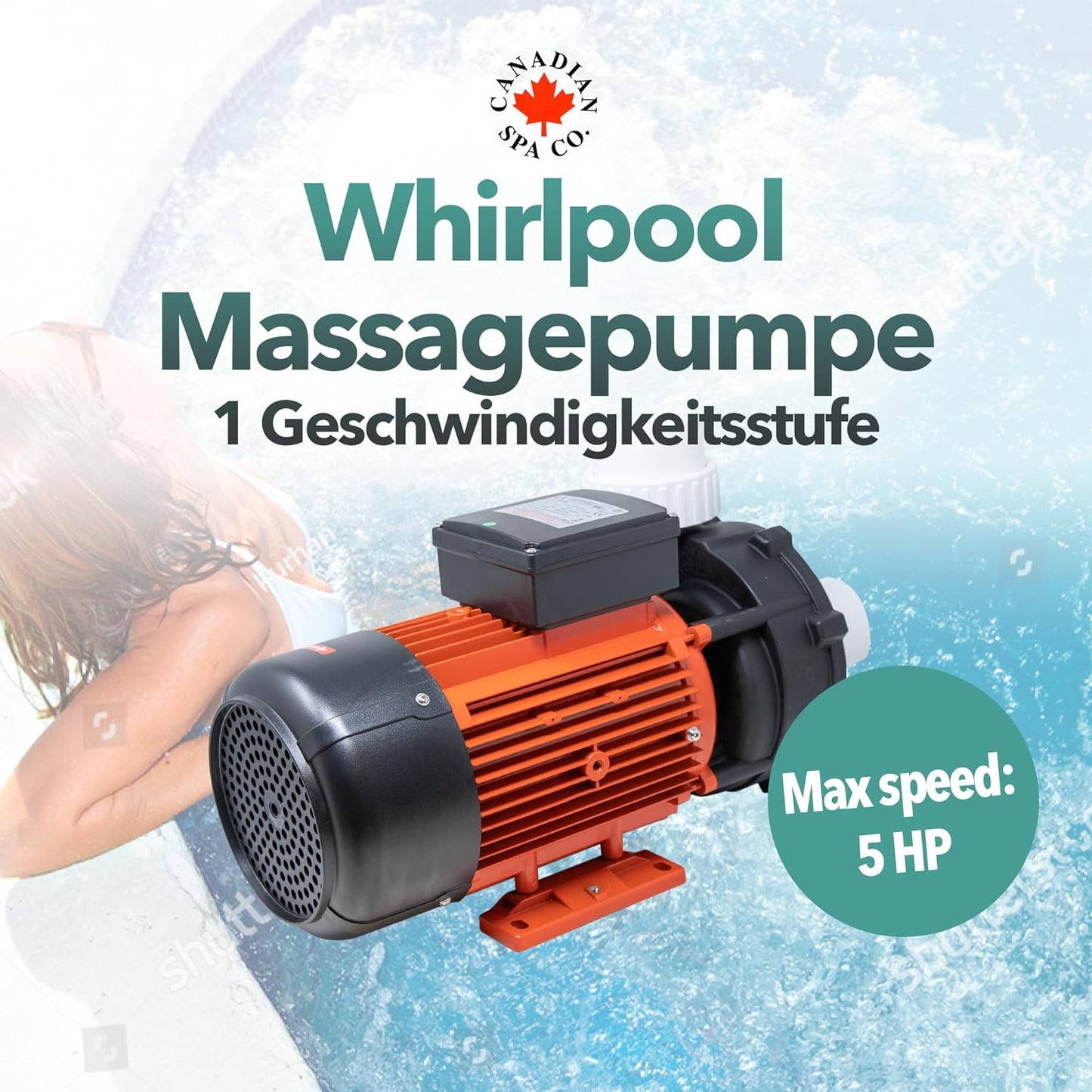 5PS 'Big Red' Canadian Spa WP 500-II, 2-stufige Whirlpool Massagepumpe, Zirkulations/Filterpumpe (2.5 x 2.5 Zoll)