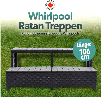 Stufen im Rattan Design - Randmöblierung für eckige Whirlpools