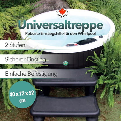 Universaltreppe für Whirlpool, 2 Stufen, 40 x 72 x 52 cm, Einstiegshilfe Pool, rutschfest und tragbar, Whirlpool Zubehör EAN