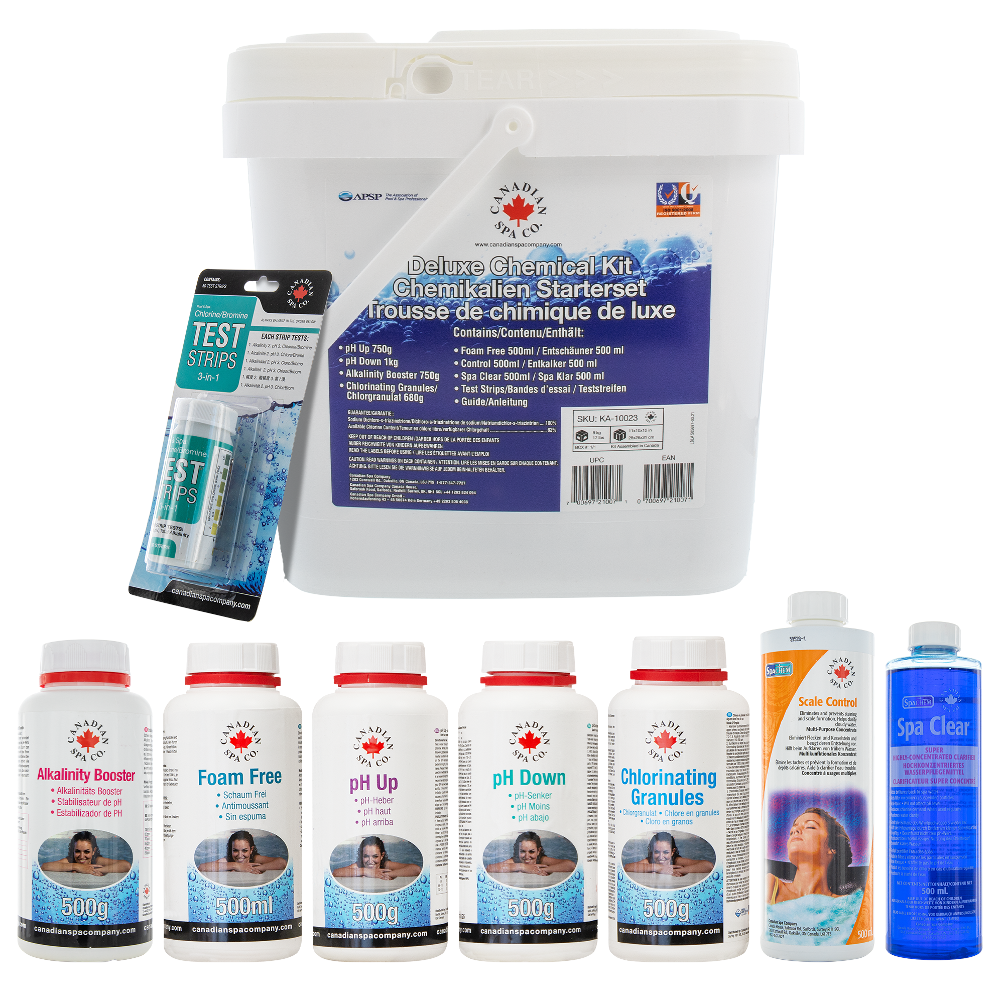Canadian Spa Wasserpflege Set Deluxe mit Teststreifen und Pflegeprodukten