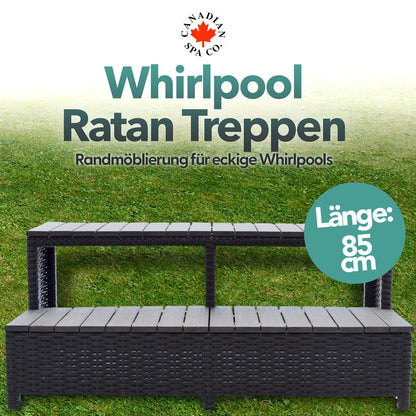 Stufen im Rattan Design - Randmöblierung für eckige Whirlpools