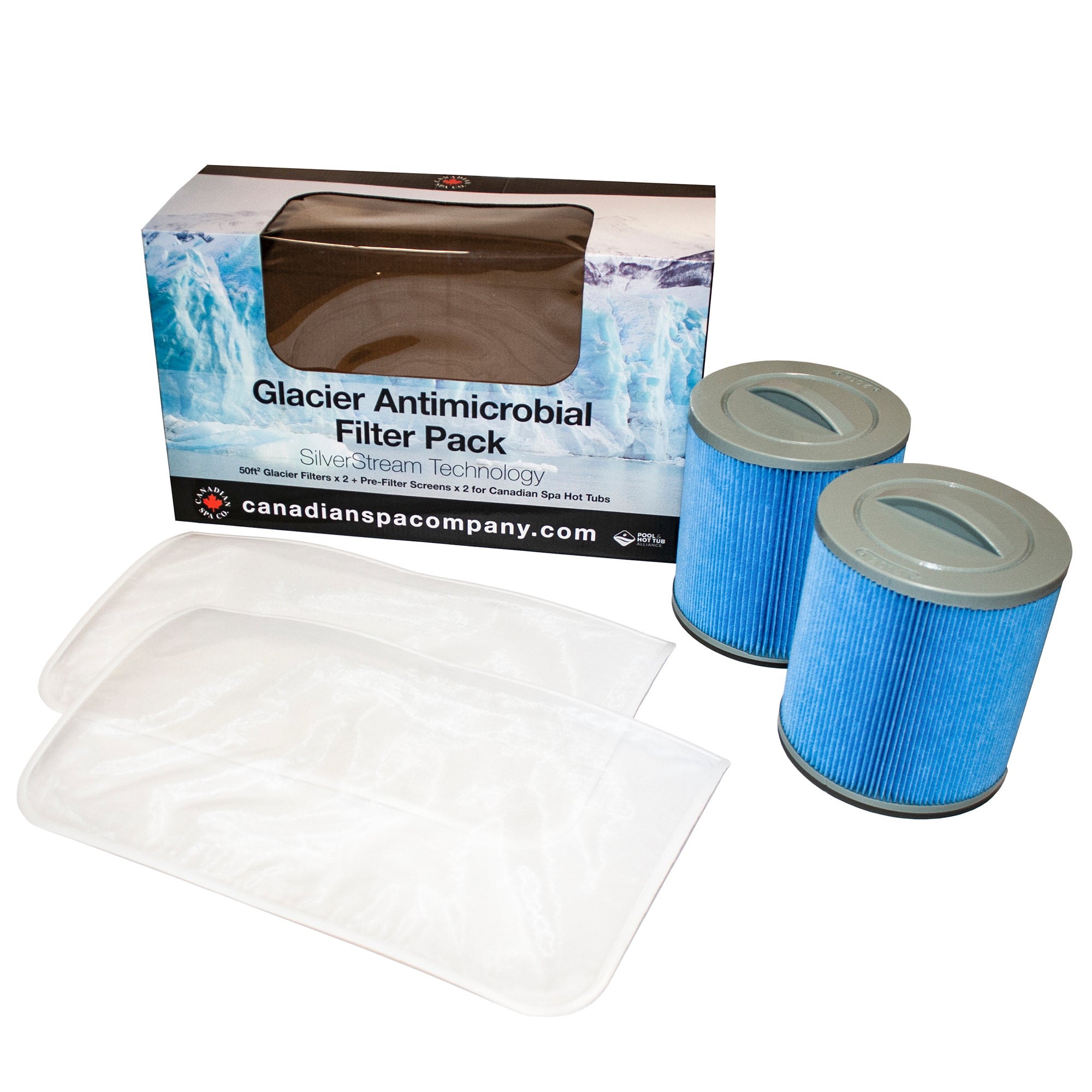 Canadian Spa Glacier Whirlpool Filterset mit zwei Filtern und Vorfiltersieben