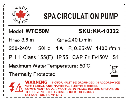 Canadian Spa WTC50M Zirkulationspumpe / Umwälzpumpe