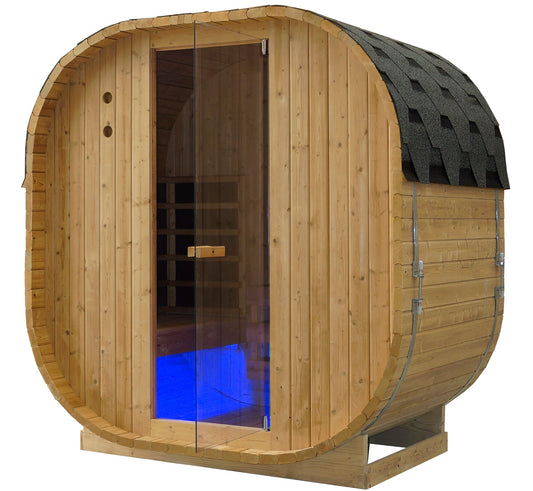 CANADIAN SPA CO. Luxus-Fasssauna, hybride Sauna mit Infrarotkabine und elektrischem Saunaofen, 1842 x 1200 x 1945 mm, Dampfsauna für zuhause aus erstklassigem Fichtenholz