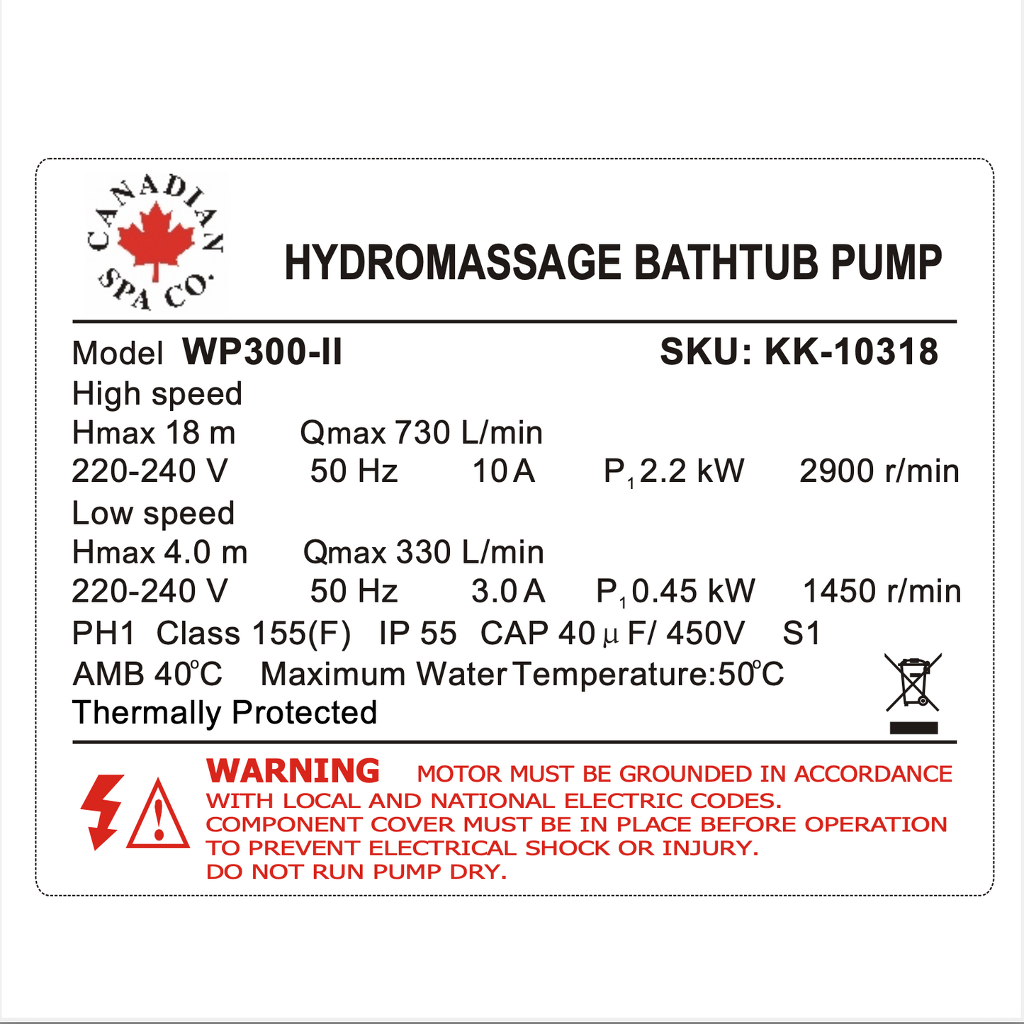 4 PS Massagepumpe 2 Speed 2200W/450W Whirlpool Pumpe WP300-II 2.6" x 2"