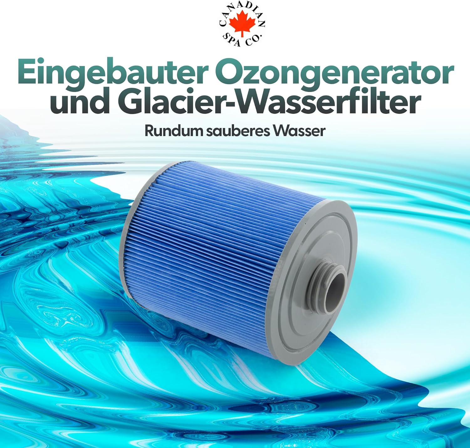 Glacier Whirlpool Wasserfilter mit integriertem Ozongenerator von Canadian Spa Company für sauberes Wasser und verbesserte Wasserpflege im Outdoor Whirlpool