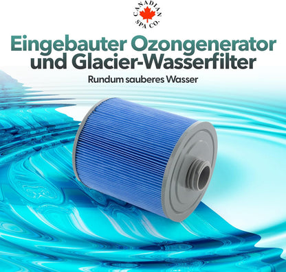 Glacier Whirlpool Wasserfilter mit integriertem Ozongenerator von Canadian Spa Company für sauberes Wasser und verbesserte Wasserpflege im Outdoor Whirlpool