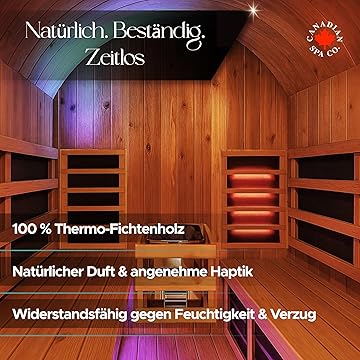 CANADIAN SPA CO. Luxus-Fasssauna, hybride Sauna mit Infrarotkabine und elektrischem Saunaofen, 1842 x 1200 x 1945 mm, Dampfsauna für zuhause aus erstklassigem Fichtenholz