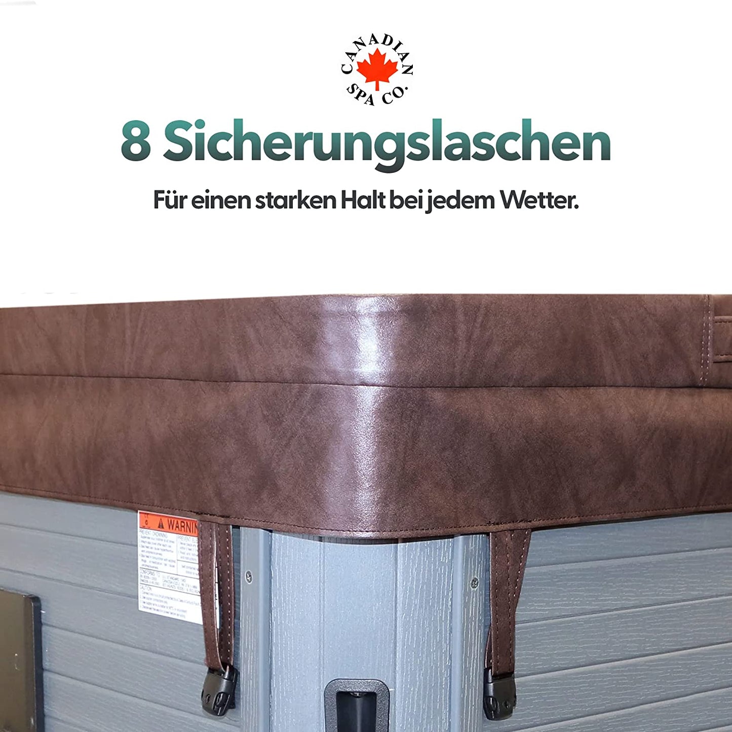 Whirlpoolabdeckung mit 8 Sicherungslaschen – starker Halt bei jedem Wetter, Canadian Spa