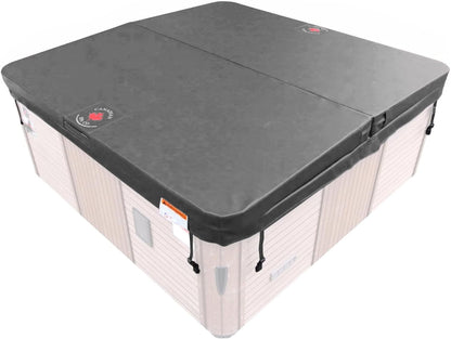 Whirlpoolabdeckung DELUXE grau – wetterfest mit Sicherungslaschen für Outdoor Whirlpool, Canadian Spa