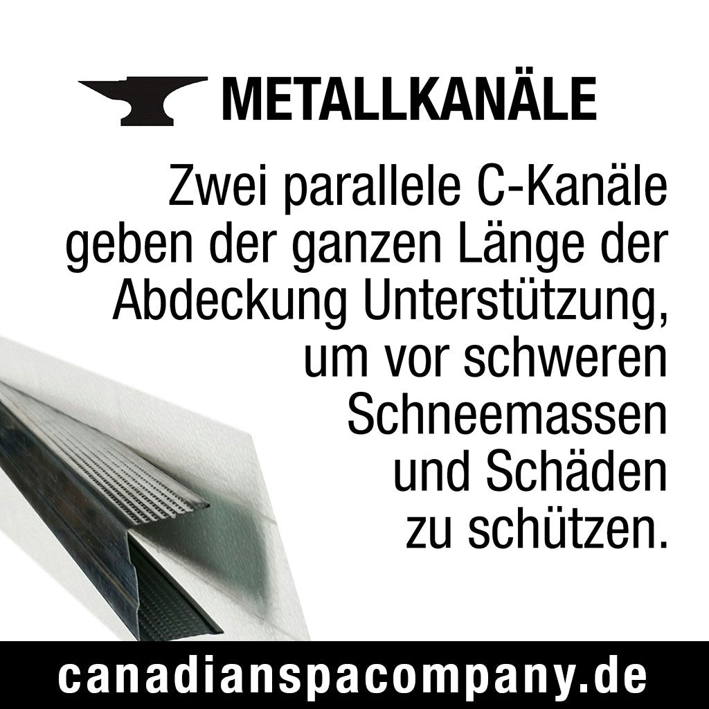 Whirlpoolabdeckung mit Metallkanälen – verstärkte C-Kanäle für Stabilität und Schutz vor Schneemassen und Schäden, Canadian Spa