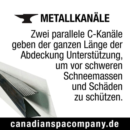 Whirlpoolabdeckung mit Metallkanälen – verstärkte C-Kanäle für Stabilität und Schutz vor Schneemassen und Schäden, Canadian Spa