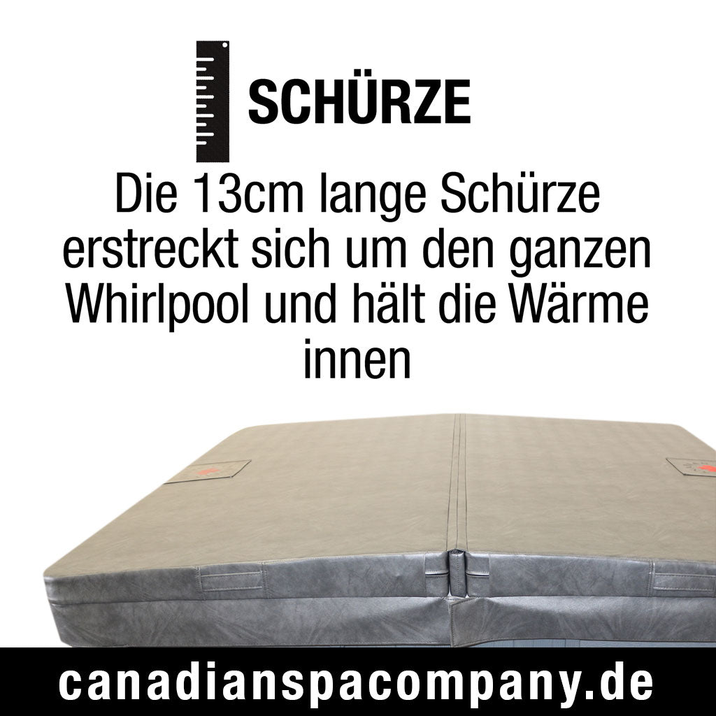 Whirlpoolabdeckung mit 13 cm langer Schürze – umlaufender Wärmeschutz für bessere Isolierung, Canadian Spa