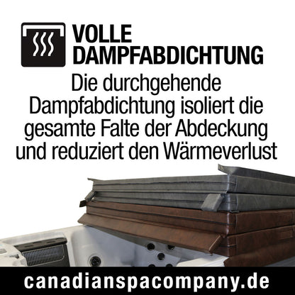 Whirlpoolabdeckung mit voller Dampfabdichtung – reduziert Wärmeverlust und isoliert die gesamte Falte der Abdeckung von Canadian Spa